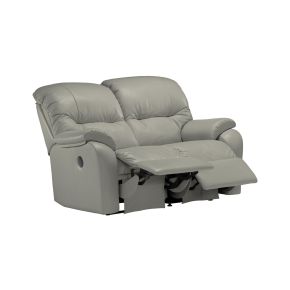 G Plan Mistral Small 2 Seater Double Manual Recliner Leather Sofa, Husk Alabaster