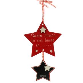 Festive Wooden Twin Star Advent Hanging Tree Decoration