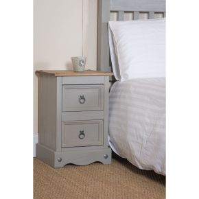 Casa Connor 2 Drawer Petite Bedside Cabinet, Grey