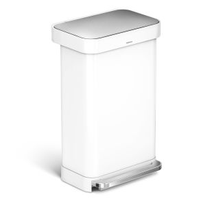 Simplehuman CW2027 Rectangular Pedal Bin, White, 45L