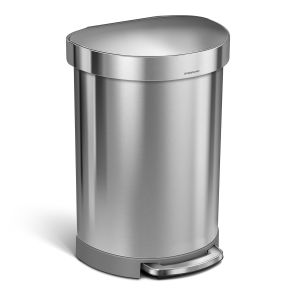 Simplehuman CW2029 Semi Round Pedal Bin, Brushed Stainless Steel, 60L