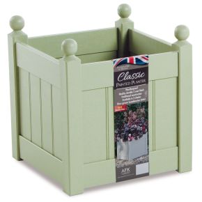 AFK Classic Square Wooden Painted Planter, 38cm, Heritage Sage
