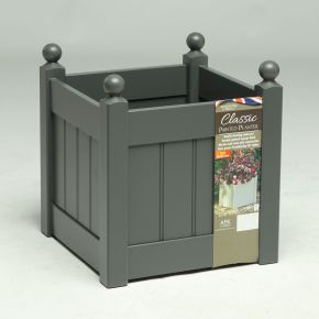 AFK Classic Square Wooden Painted Planter, 38cm Charcoal