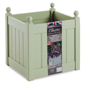 AFK Classic Square Wooden Painted Planter, 46cm, Heritage Sage