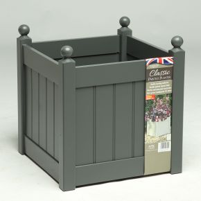 AFK Classic Square Wooden Painted Planter, 46cm, Charcoal