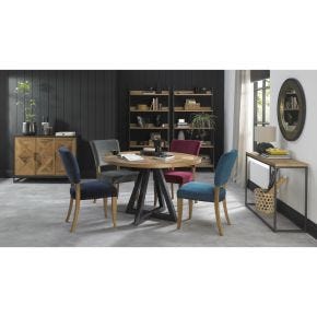 Casa Finsbury Circular Table & 4 Chairs Dining Set, Rustic Oak