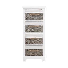 Casa Narrow Storage Unit with 4 Baskets, White & Grey