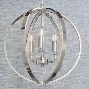 Endon Ritz Diamante 3 Light Ceiling Pendant, Nickel