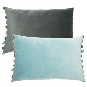 Malini Double Sided Nappa Velvet Cushion, Seafoam/Ocean