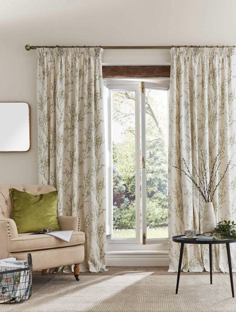Laura Ashley Pussy Willow Curtains, 223 x 182cm, Dove Grey